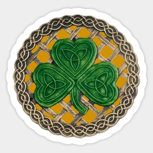 Celtic Knot Shamrock Gold Background Sticker